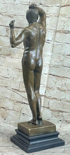 Rodin Edad de Bronce Elegante Hombre Desnudo Raro Bronce Mármol Estatua Escultura Venta - Imagen 4 de 7
