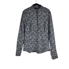 Spyder Top Ladies' size Large Fleece Printed Half Zip Black White Gray NWT