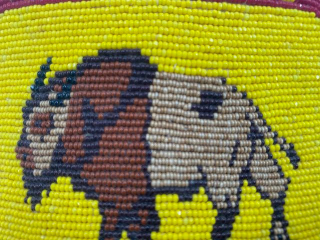 Vintage Native American Beaded Pictorial Belt Buckle Bison  display picture 3