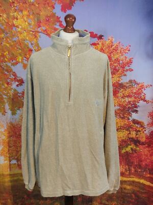 DEAL Half Zip 100% Baumwolle Beige Makkaroni Sweatshirt. UK Herren Gr. 3XL