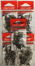 *5 Packs* EAGLE CLAW BARREL SWIVEL w/ Coastlock Snap (Size 1)(Qty. 6 Per Pack)