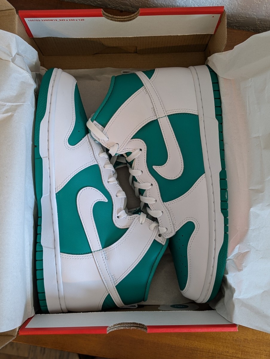 Size 10 - Nike Dunk High White Stadium Green | eBay