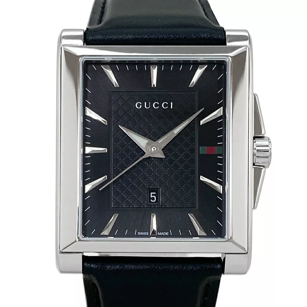 Montre pour homme Gucci YA138404 GTinte à quartz intemporelle cadran noir rectangle analogique du Japon