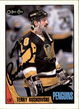 Terry Ruskowski Signed Auto 1987-88 O-Pee-Chee card Pittsburgh Penguins
