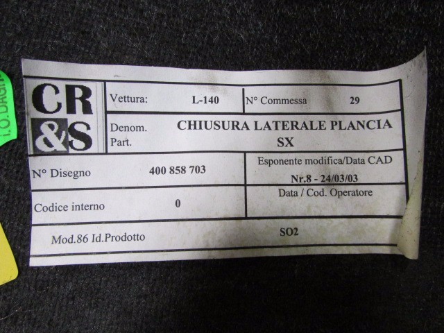 Lamborghini Gallardo, LH, Left Dash Trim Panel, Black, Used, P/N 400858345B