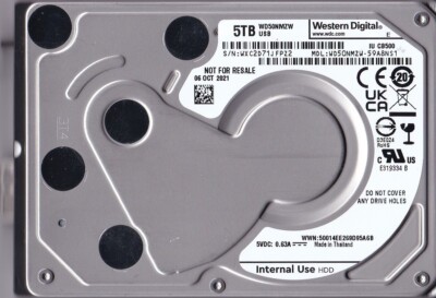 WD50NMZW-59A8NS1 s/n: WXC2D7 Thailand OCT 2021 5TB USB 3.0 2.5'' WESTERN DIGITAL