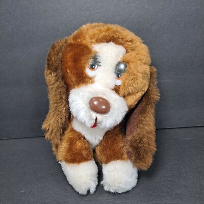 Russ Berrie & Co Baxter Basset Hound Stuffed Plush Dog Sad Eyes Vintage