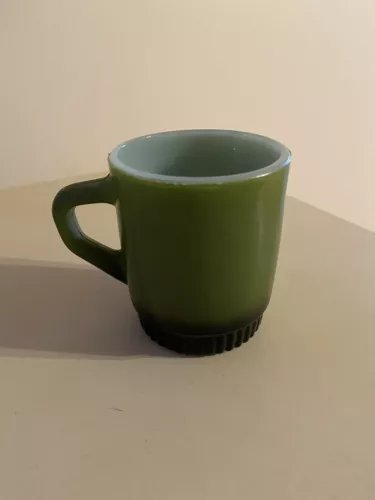 Fire King Avocado Green Cup Black Bottom Mid Century Modern Replacement.