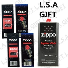 Zippo Fluid 12 fl.oz Can Fuel and 12 Flints & 2 Wick Value Pack Combo Gift Set