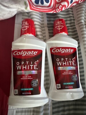 Colgate Optic White Whitening Mouthwash, Fresh Mint 16 Fl Oz Lot Of 2