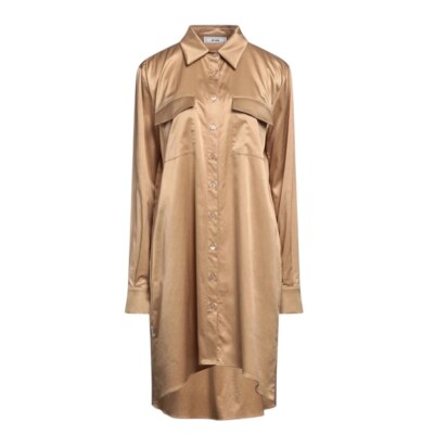 JIJIL NWT  Short Jewel Toned Camel Silk Shirt Dress in Sz 42 US 6
