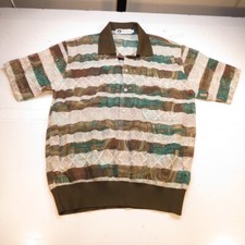 VINTAGE M.C. FONG POLO SHIRT Mens 46 / S Colorful Polyester Single Stitch