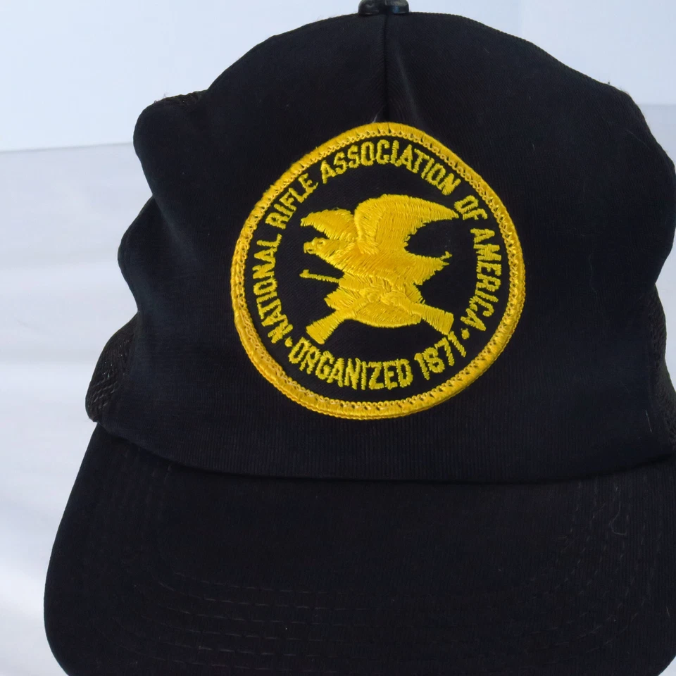 Vintage 70s/80s National Rilfle Association NRA Black Gold Mesh Trucker Hat Cap - Image 2 of 4