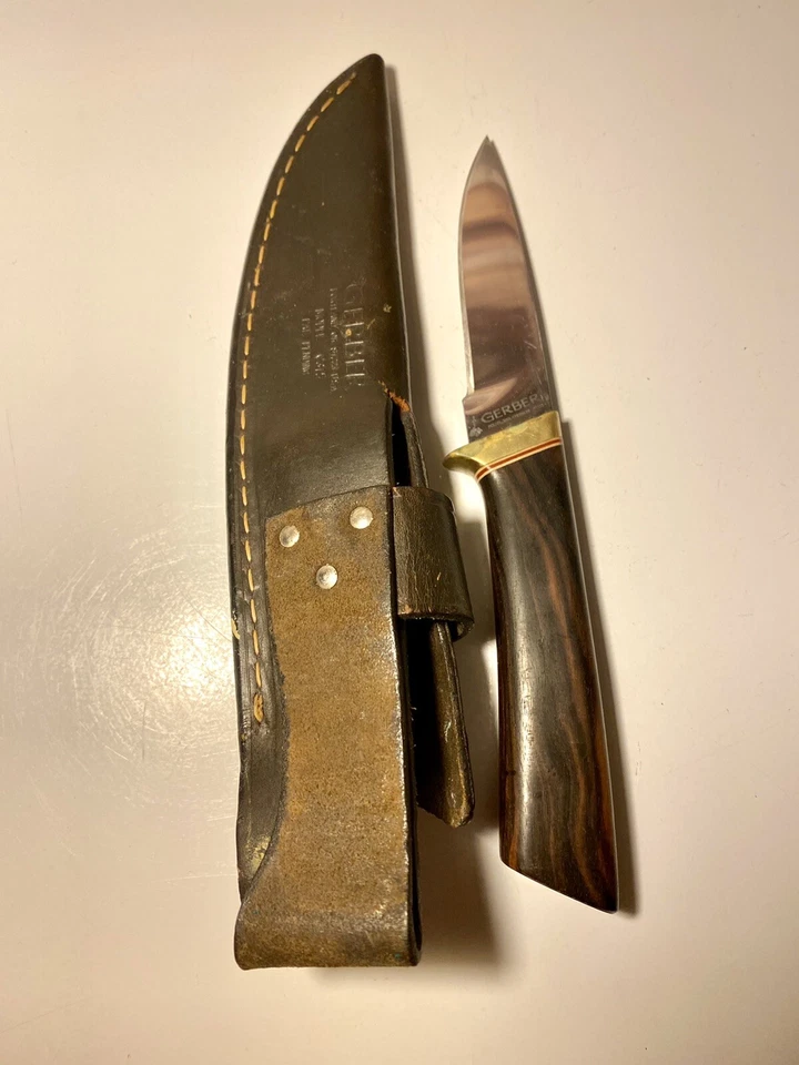 Gerber USA C375 Hunter-Skinner Knife Ebony Wood Handle Original Sheath - Image 4 of 4