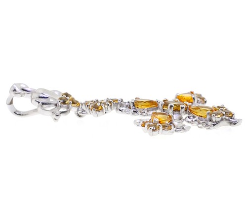 Womens Genuine Citrine Maltese Cross Filigree Pendant 925 Sterling Silver - Picture 2 of 3