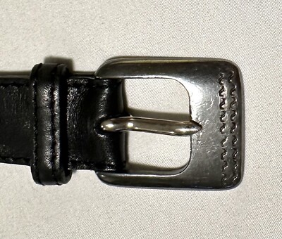 J & M DAVIDSON LEATHER BELT J&M Davidson Black Shiny Mens Leather Buckle Belt Silver  main image 3