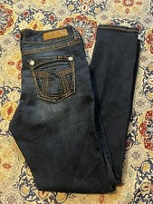 Seven7 Women's Mid Rise Skinny Stretch Dark Denim Blue Jeans Size 10 32"x30" 