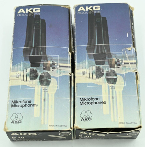 Lot of (2) AKG D40 Acoustics Dynamic Microphones in Original Boxes
