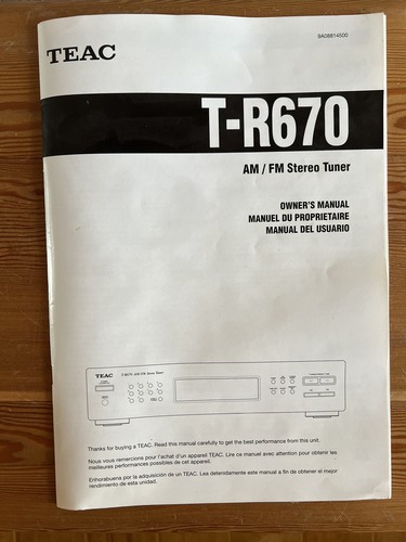 TEAC Model No. T-R670 AM/FM Stereo Tuner Radio Black WORKS - Picture 9 of 9