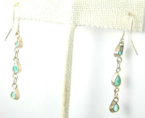Colombian Emerald Pear Shape Long Earrings 1.96 Cts 18K Yellow Gold Jewelry Muzo - Picture 12 of 12