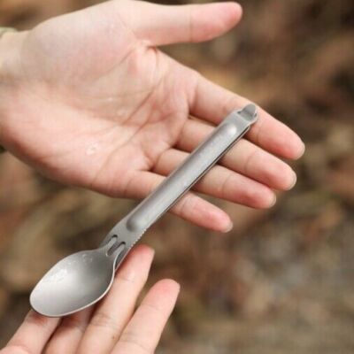 1 Set Kreatives Titan-Geschirr Tragbarer Löffel + Gabel Home Kitchen Tools