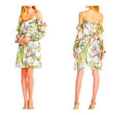 Adrianna Papell cold shoulder ruffled floral Dress size 4