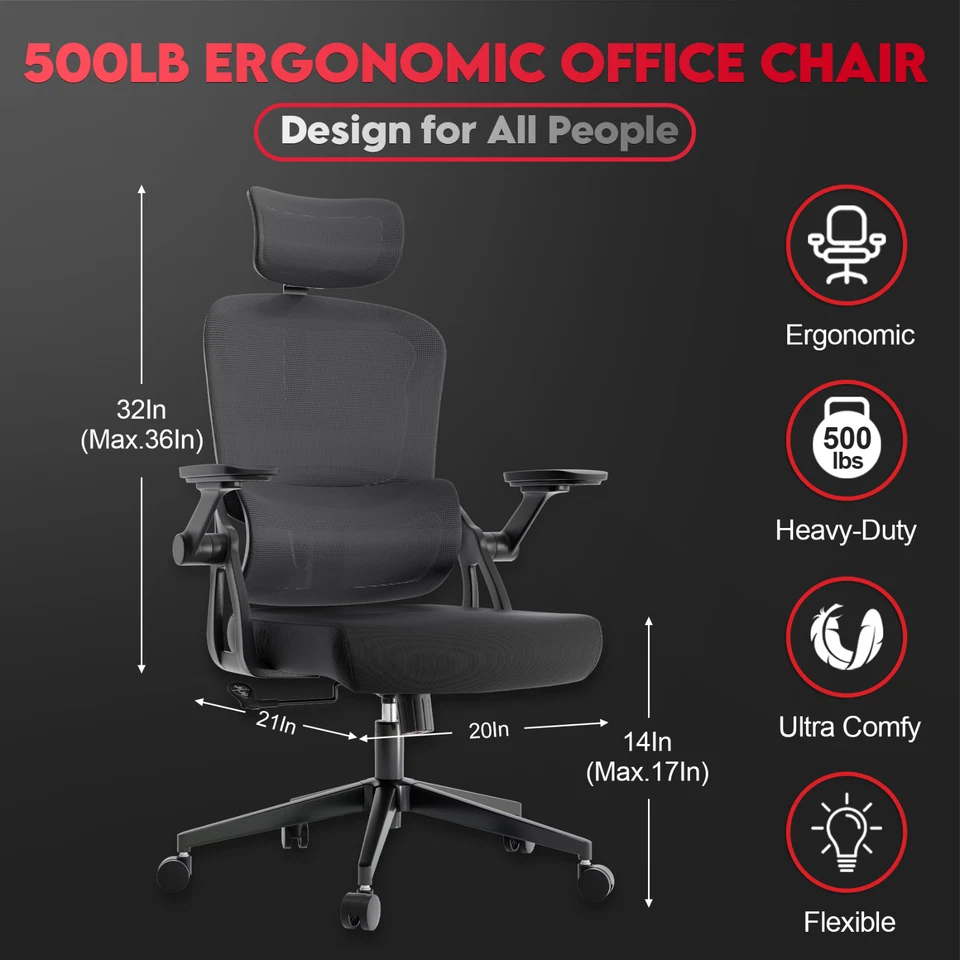 Silla de Oficina Ergonómica con Reposacabezas Ajustable y Soporte Lumbar y Brazos Abatibles Foto 2 de 4