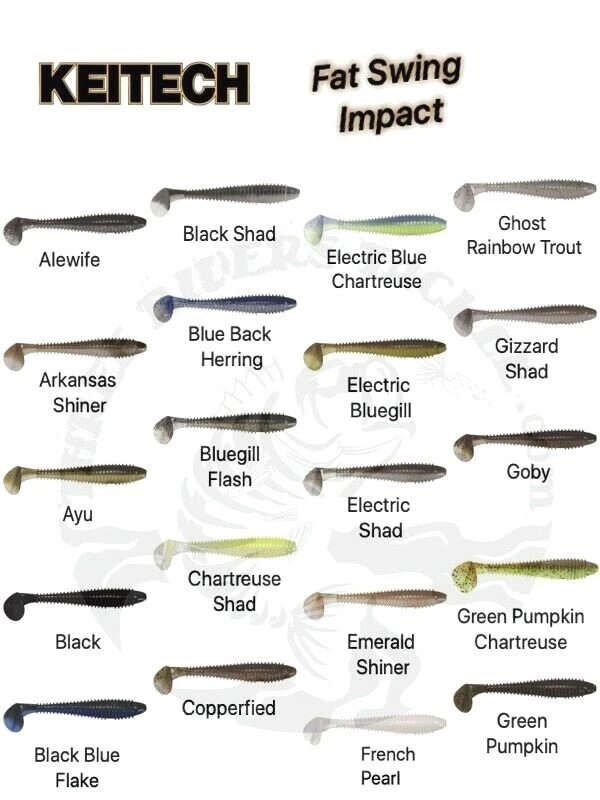 NEWEST COLORS) Keitech FAT Swing Impact Swimbait - Choose Size / Choose  Color