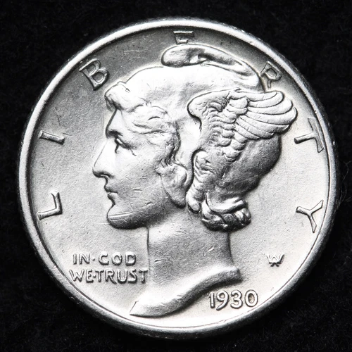 1930 Mercury Silver Dime Nice AU FREE SHIPPING