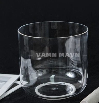 VAMN MAVN Clear Sound Bowl E Soalr Plexus Chakra Quartz Crystal Singing Bowl 9"