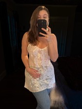 Fredericks of Hollywood White Satin Slip Dress Black Lace Large Y2K Coquette