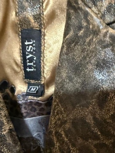 Tryst New York Genuine Leather Jacket Womens Medium Animal Print Leopard Cheetah - Picture 9 of 11