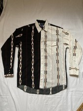 Vintage 90s Wrangler Western Wear Aztec Snap Button Shirt Size Large