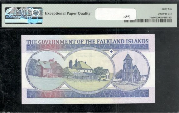 Islas Malvinas, 1990, QE11, £50 libras, P-16a, "GEMA" ¡NÚLTITA SIN CIRCULAR! PMG 66 Foto 2 de 2