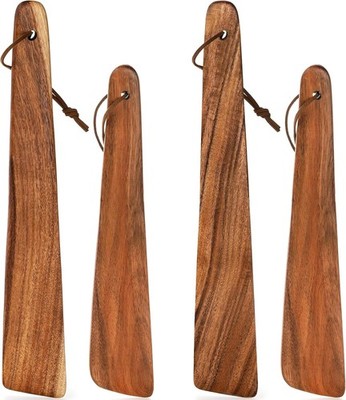 4 Pack Small Wood Flipper Teak Wood Spatula Set for Cast Iron, 10 Inch 12 Inch