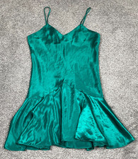 Vintage Victorias Secret Slip Dress Womens XS Emerald Green Mini Satin Flirty