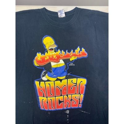 Vintage The Simpsons Homer Rocks! T-Shirt Matt Groening Black XL 