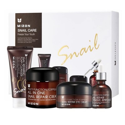 MIZON Full Korean Skincare Set Allin1 Snail Repair Cream Snail Repair Intens...