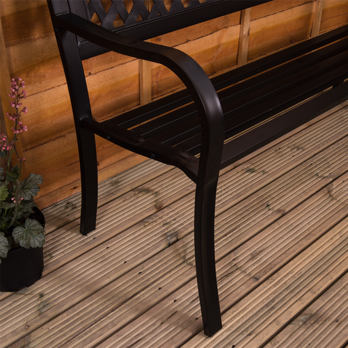 Stahl Gartenbank 3 Sitzer Outdoor Terrasse Sitzmöbel Sitz Gitter Stil - Bild 7 von 8