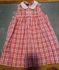 Tommy Hilfiger Girl's Dress Size 4 4T Plaid White Collar Square Buttons Logo
