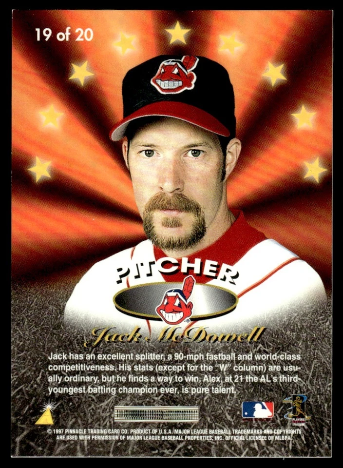 1997 PINNACLE CARDFRONTATION ALEX RODRIGUEZ JACK MCDOWELL - Image 2 of 2