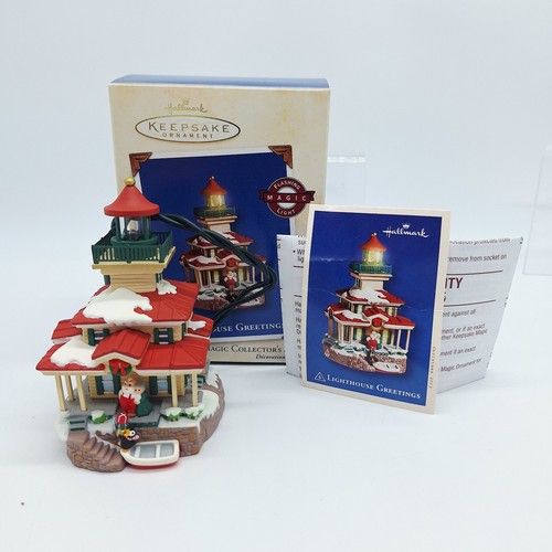 Hallmark LIGHTHOUSE GREETINGS #6 Keepsake Ornament 2002 Lights Up Penguin Santa - Picture 3 of 8