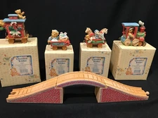Cherished Teddies Santa Express Christmas Train -  7  Pieces w Boxes as Shown