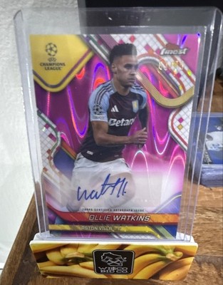2024-25 Topps Finest Uefa - Auto Ollie Watkins #BA-OW Magenta Wave /75 