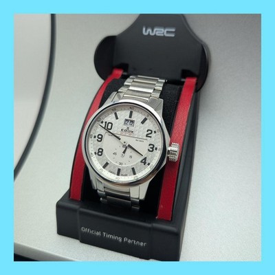 Edox Rally Timer WRC Official Watch 42mm Quartz Big Date White Dial Boxed