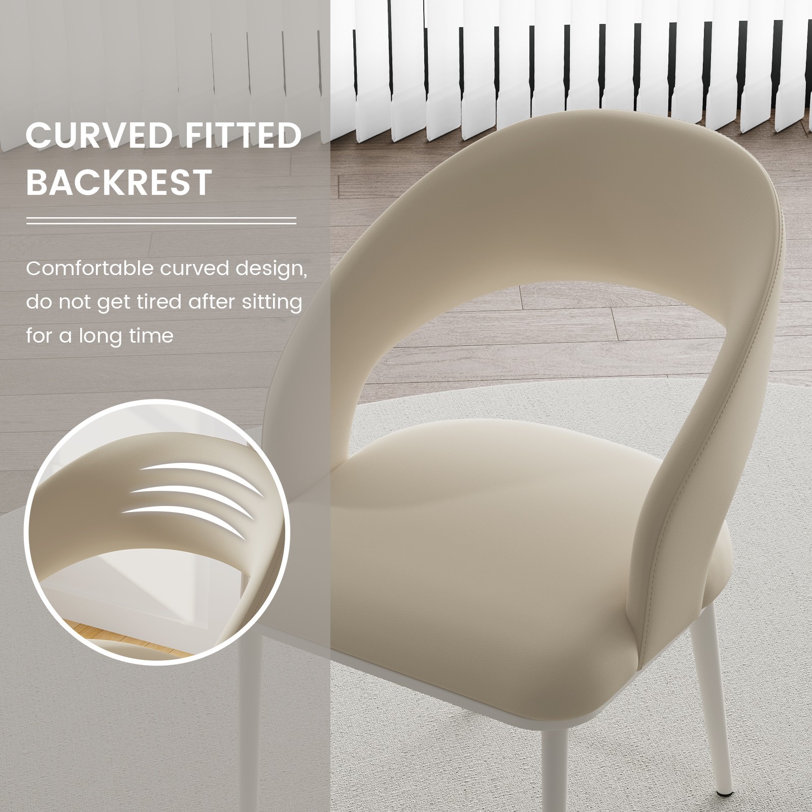 Set of 2 Dining Chairs Modern Upholstered Dining Chairs Comfy Chairs White