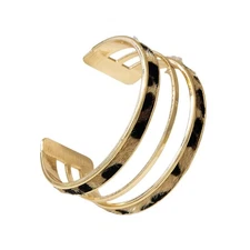 Chunky Gold Bangle Bracelet for Women, Leopard Print Bond Touch Open Stack State
