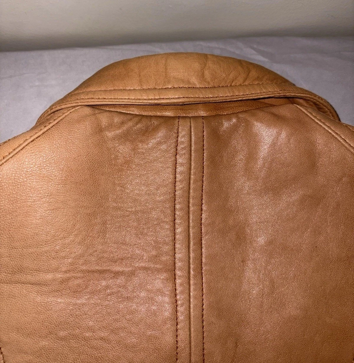Vtg 90s Georgetown Leather Design Bomber Jacket Mens Large Tan Brown YKK Heavy image 11