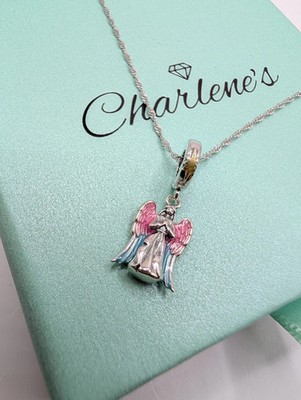 Praying angel S925 Sterling Silver Necklace pendant 40-45 Cm Ladies Women