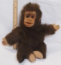 Hosung brown baby monkey plush stuffed "Squeaker" in mouth 14" hand puppet 1994